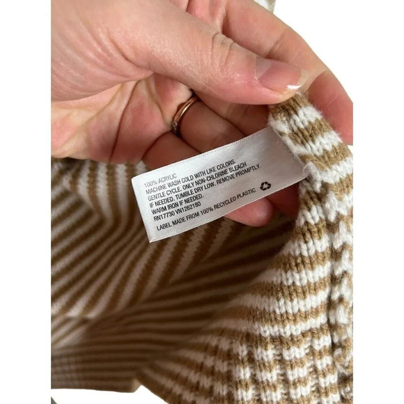 Merona Target Yellow & White Stripe Cascading Open Cardigan Size Large Acrylic - Picture 7 of 8